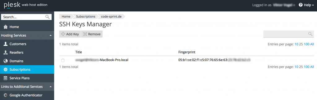 Authentication schemes - SSH Keys