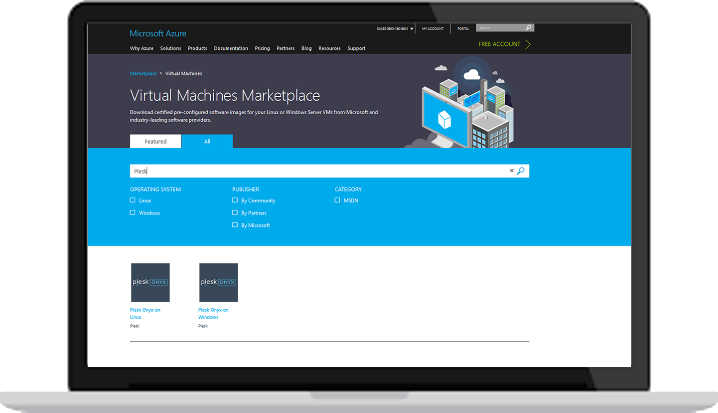 Plesk Onyx at Microsoft Windows Azure Virtual Machines Marketplace