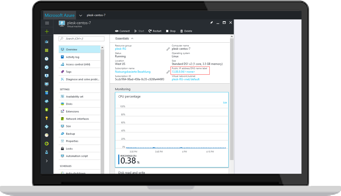 Microsoft Azure - virtual machine configuration