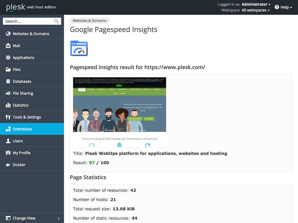 Google PageSpeed Insights - Result page