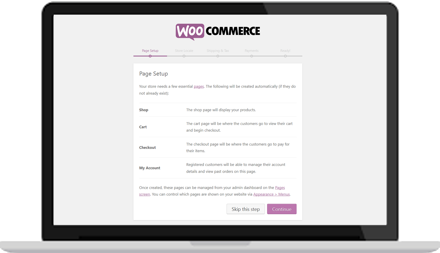 WooCommerce page setup