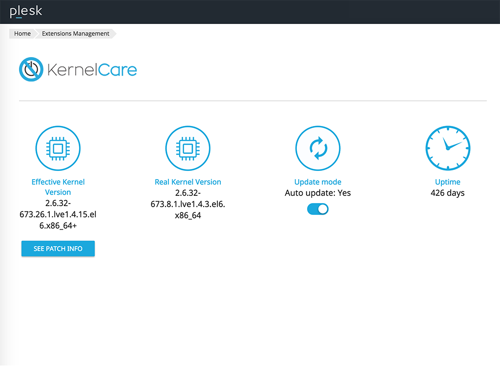 KernelCare Plesk Extension - Fixes flaws automatically