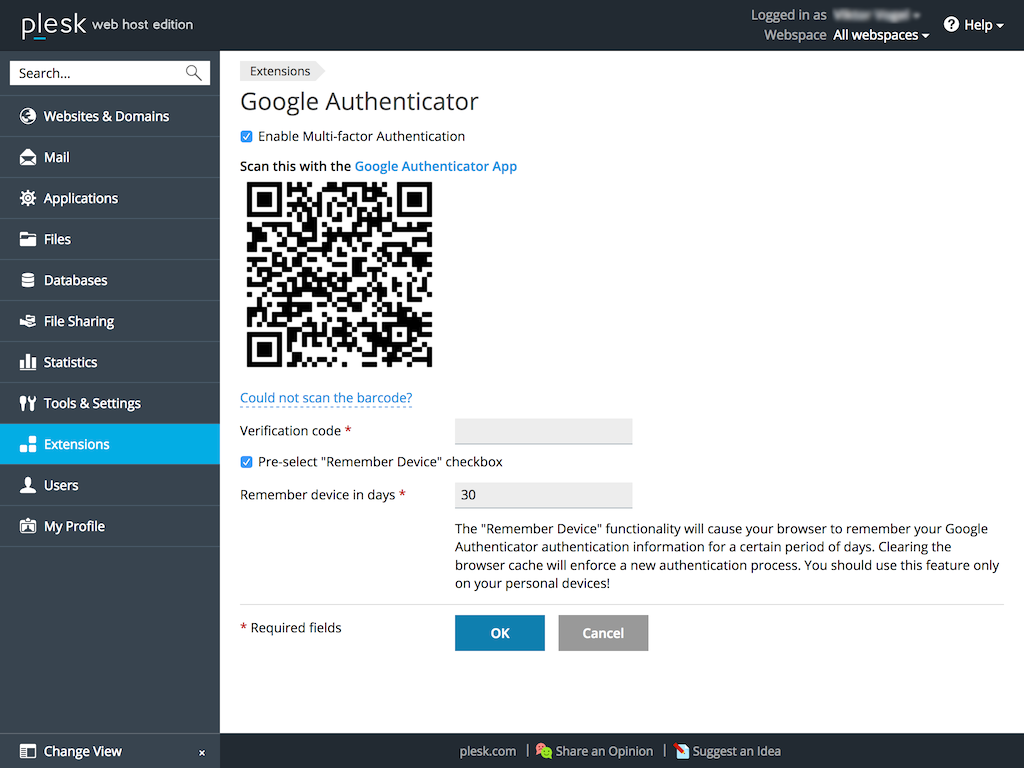 Authentication schemes - Google Authenticator extension