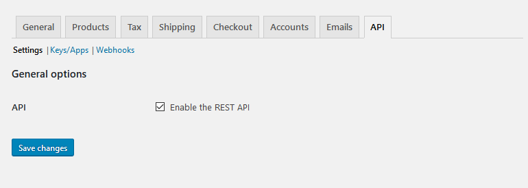 WooCommerce Settings - API