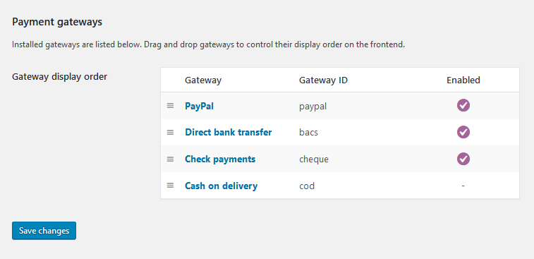 WooCommerce Configuration - Payment Gateways