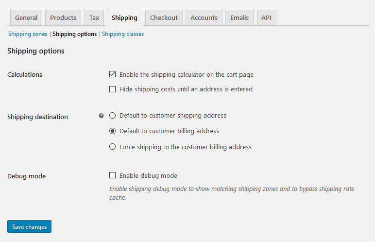 WooCommerce configuration - Shipping